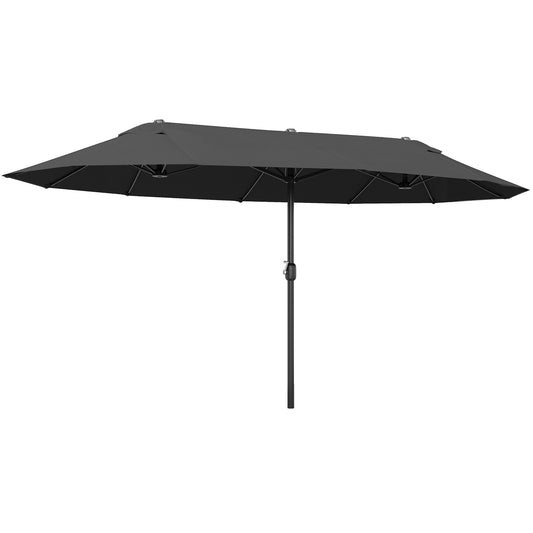 Outsunny 4.6m Double Garden Parasol - Black