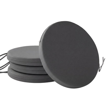 Outsunny Outdoor Bistro Chair Cushions Set of 4 with Removable Cover, 41 x 41 x 5 cm Round Seat Cushions with Ties, Dark Grey