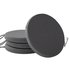 Outsunny Outdoor Bistro Chair Cushions Set of 4 with Removable Cover, 41 x 41 x 5 cm Round Seat Cushions with Ties, Dark Grey