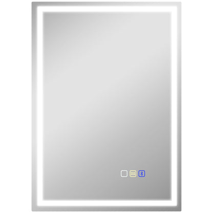 HOMCOM 50 x 70 cm Anti-Fog LED Bathroom Mirror, with Bluetooth - Silver Tone
