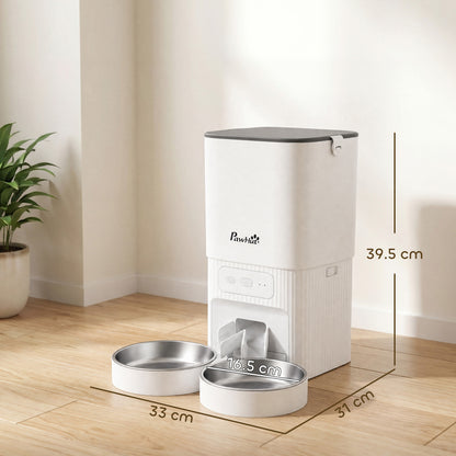 PawHut 7L Automatic Cat Feeder with App Control, 2.4G/5G WiFi, Timer, 15 Meals/Day, Dual Power, 10s Voice Recording, Anti-Clog