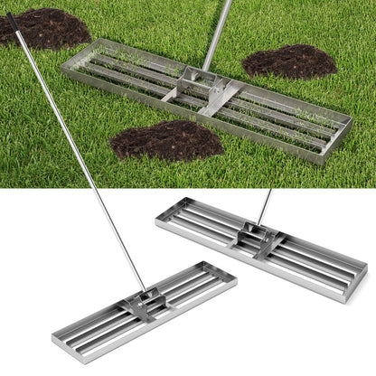 42 x 10 Inch Lawn Leveling Rake with Ergonomic Handle-Silver