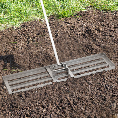 42 x 10 Inch Lawn Leveling Rake with Ergonomic Handle-Silver