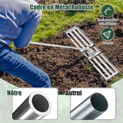42 x 10 Inch Lawn Leveling Rake with Ergonomic Handle-Silver