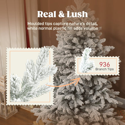 HOMCOM 5ft Snow Flocked Artificial Christmas Tree