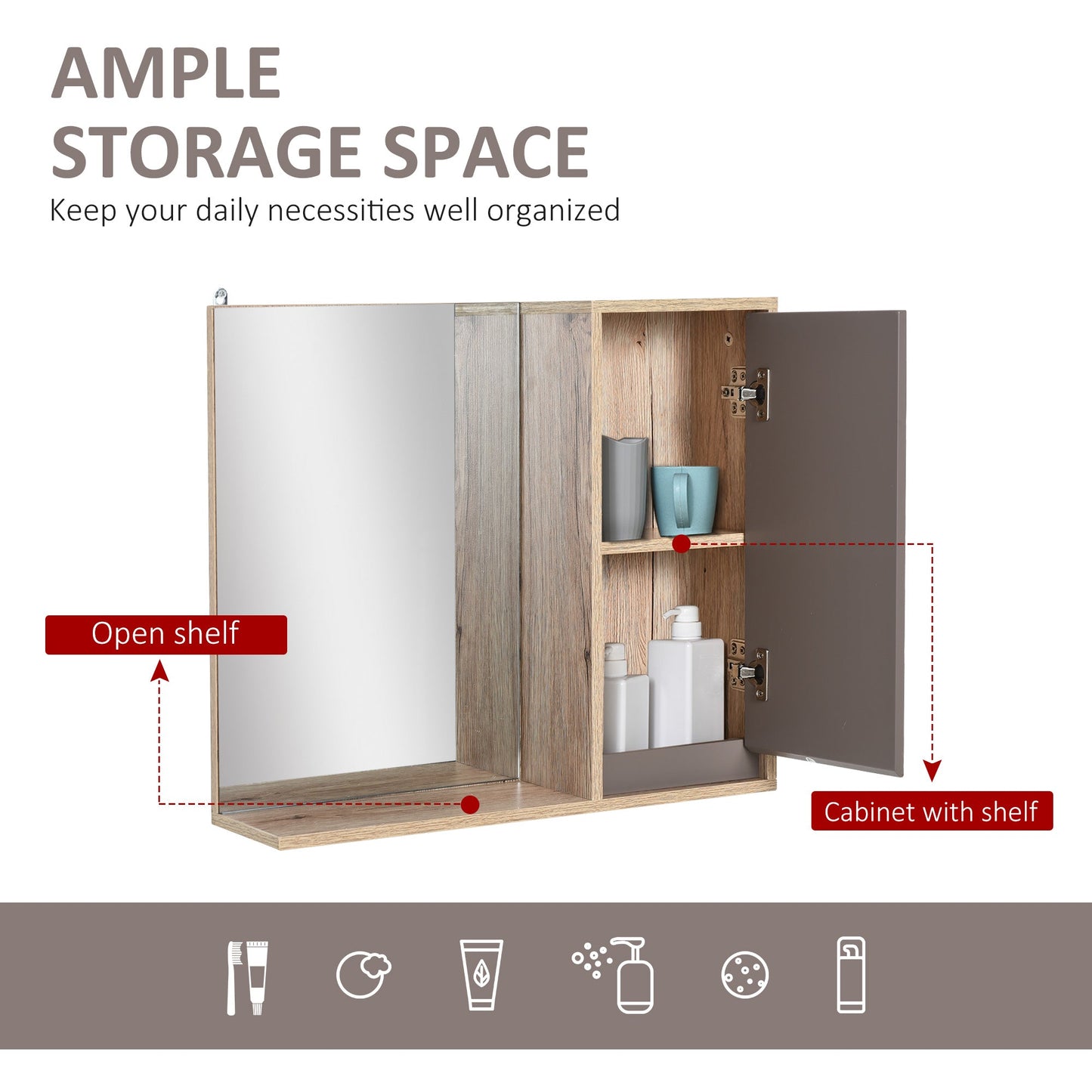 MDF Wall Mounted Bathroom Cabinet With Mirror