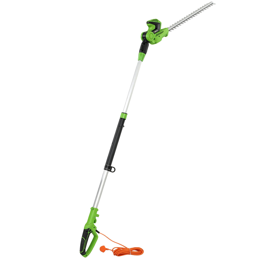 Outsunny 2.6m Corded Extendable Hedge Trimmer with 90° Adjustable Head, 450W Telescopic Electric Hedge Cutter Long Reach