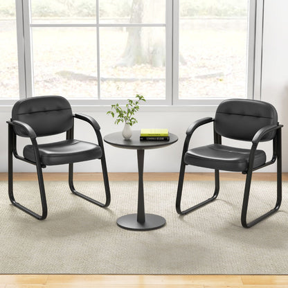 Waiting Room Chair Set of 2 with Sled Base and Padded Arm