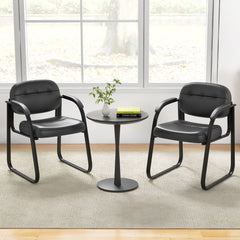 Waiting Room Chair Set of 2 with Sled Base and Padded Arm