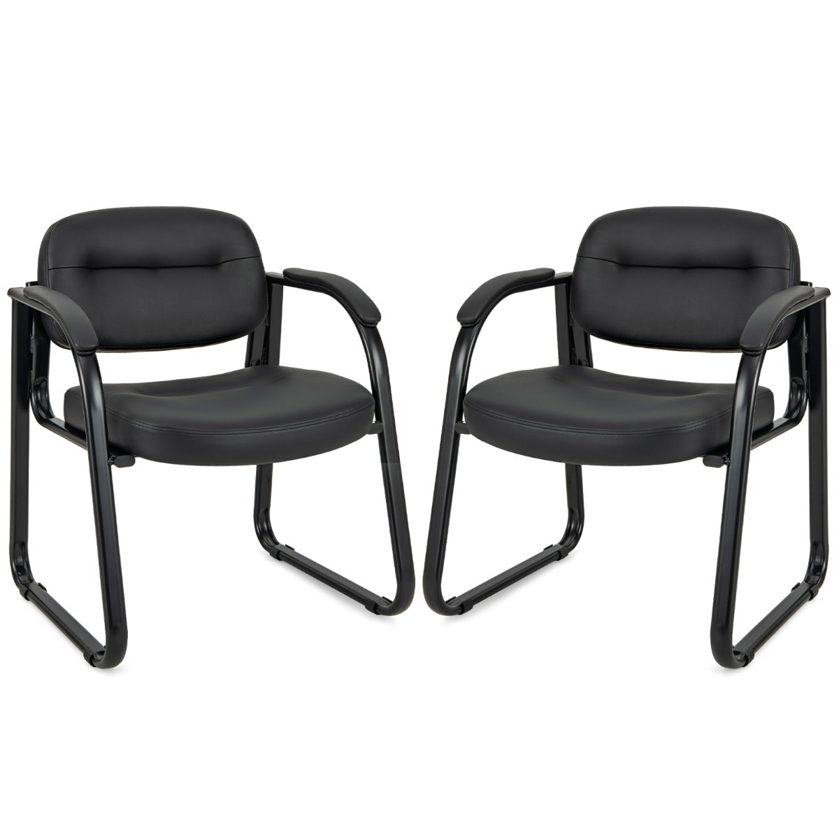 Waiting Room Chair Set of 2 with Sled Base and Padded Arm