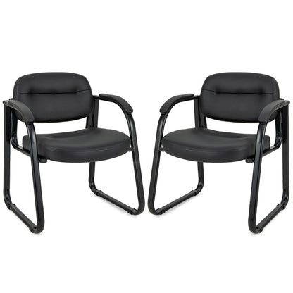 Waiting Room Chair Set of 2 with Sled Base and Padded Arm