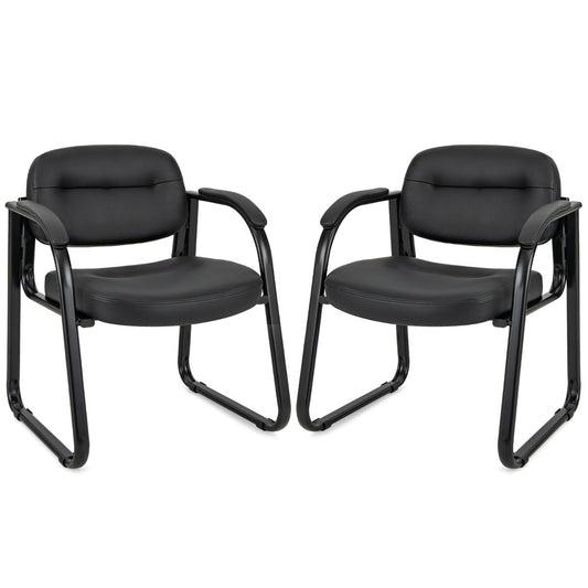 Waiting Room Chair Set of 2 with Sled Base and Padded Arm
