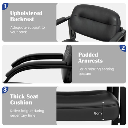 Waiting Room Chair Set of 2 with Sled Base and Padded Arm