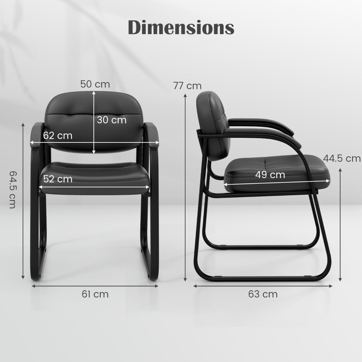 Waiting Room Chair Set of 2 with Sled Base and Padded Arm