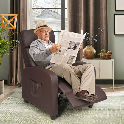 Recliner Armchair with Reclining Function and Adjustable Leg Rest-Coffee