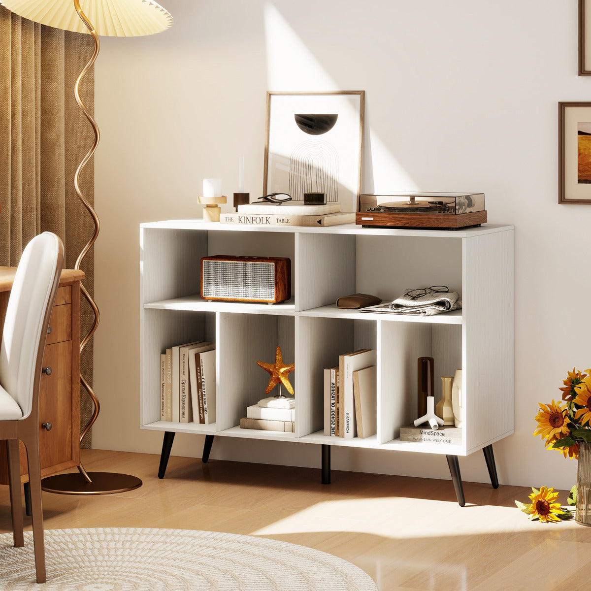 Record Player Stand 3-Tier Turntable Stand-White