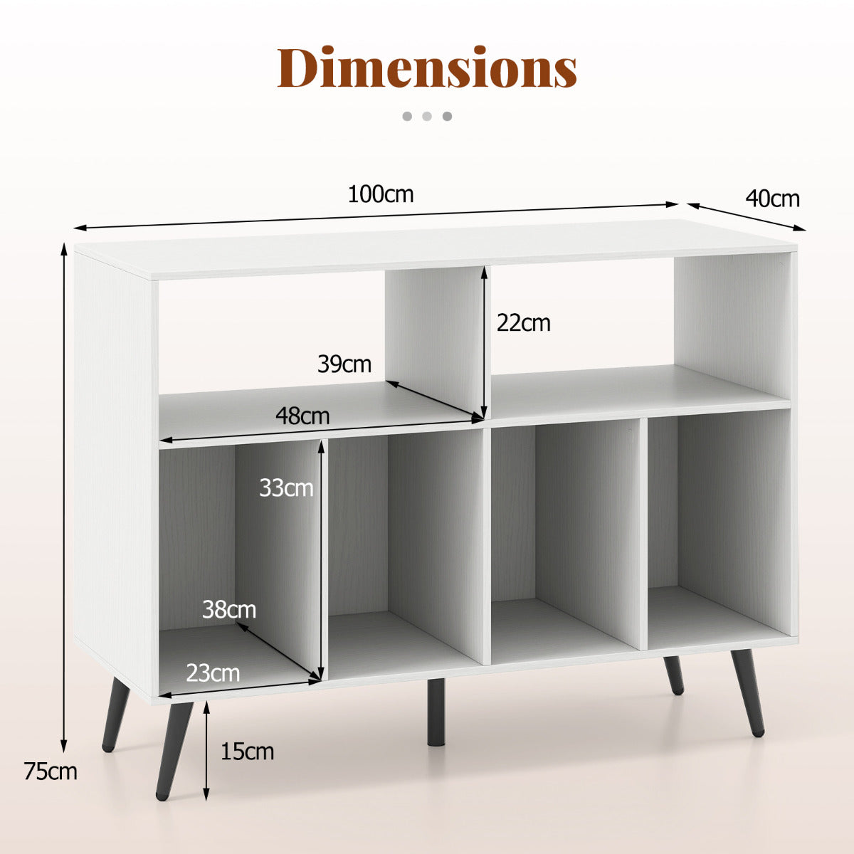 Record Player Stand 3-Tier Turntable Stand-White