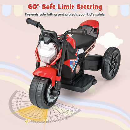 6V Kids Ride-on Motorcycle with 2-wheel/3-wheel Conversion & Detachable Training Wheels-Red