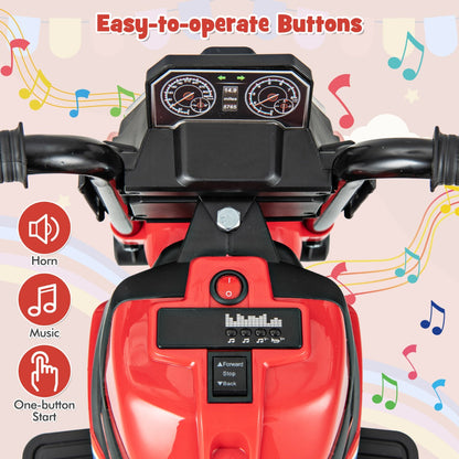 6V Kids Ride-on Motorcycle with 2-wheel/3-wheel Conversion & Detachable Training Wheels-Red