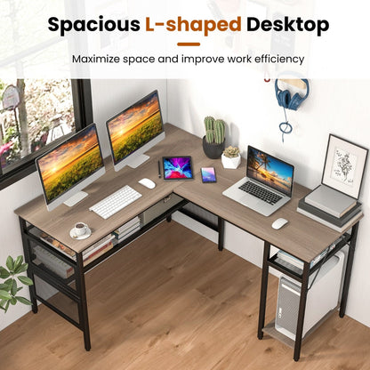 140 x 120cm Reversible L-Shaped Computer Desk with CPU Stand-Grey