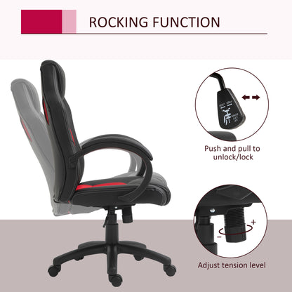 Vinsetto Office Chair Faux Leather Swivel Computer Desk Chair for Home Office with Wheels Armrests Black