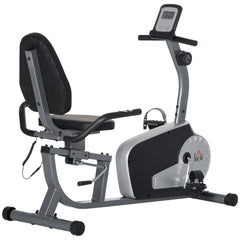 HOMCOM Exercise Bike with LCD Display, Stationary Bike with Quiet 8-Level Magnetic Resistance, Adjustable Seat and Backrest, Indoor Cycling Exercise Equipment for Home Gym Fitness Workout Training