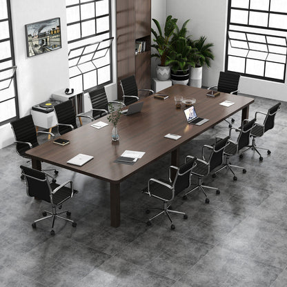 Ribbed Executive Office Chair Adjustable Swivel PU Leather Conference Chair-Black