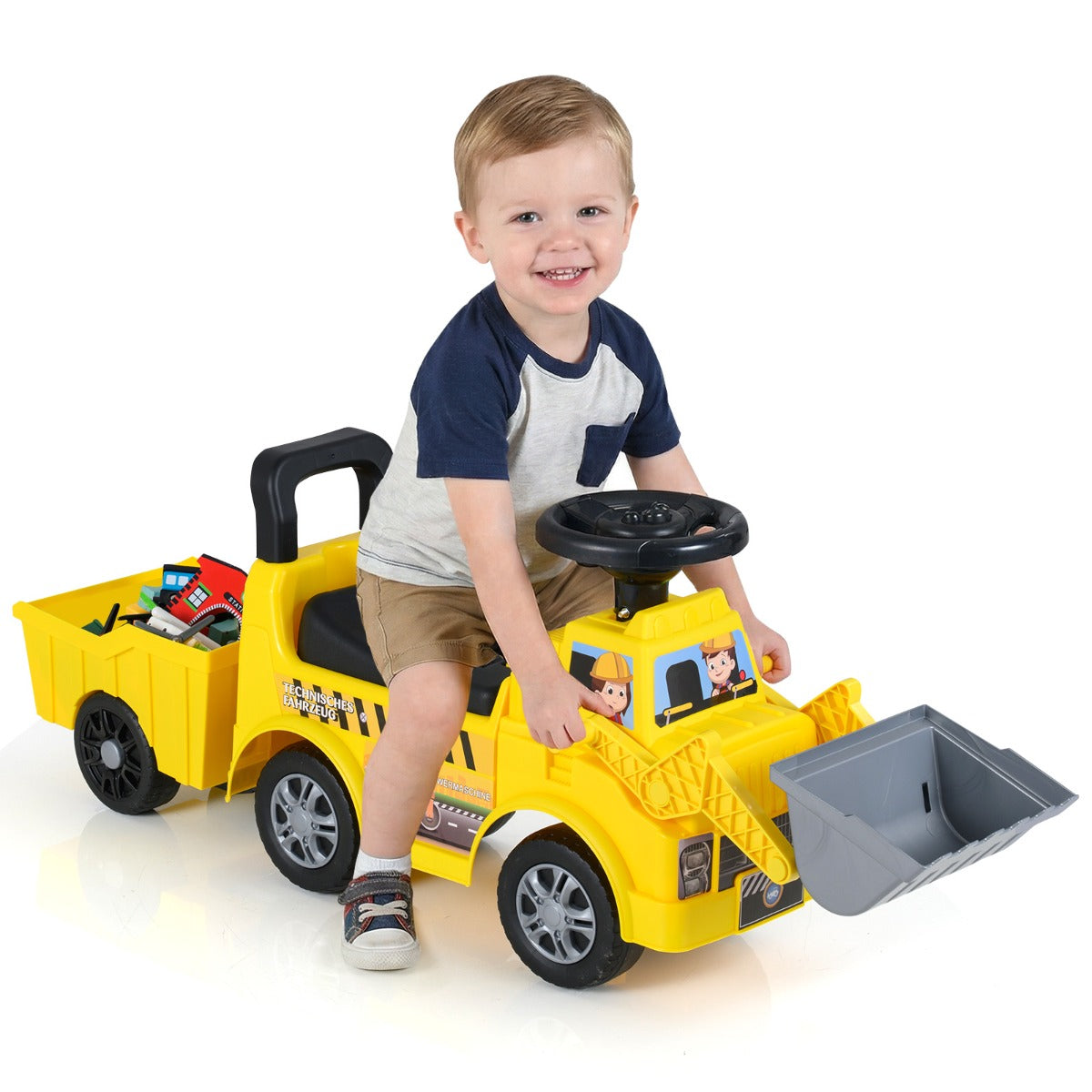 Ride on Excavator Kids Digger Ride on Push Car with Shovel