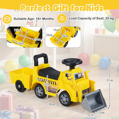 Ride on Excavator Kids Digger Ride on Push Car with Shovel