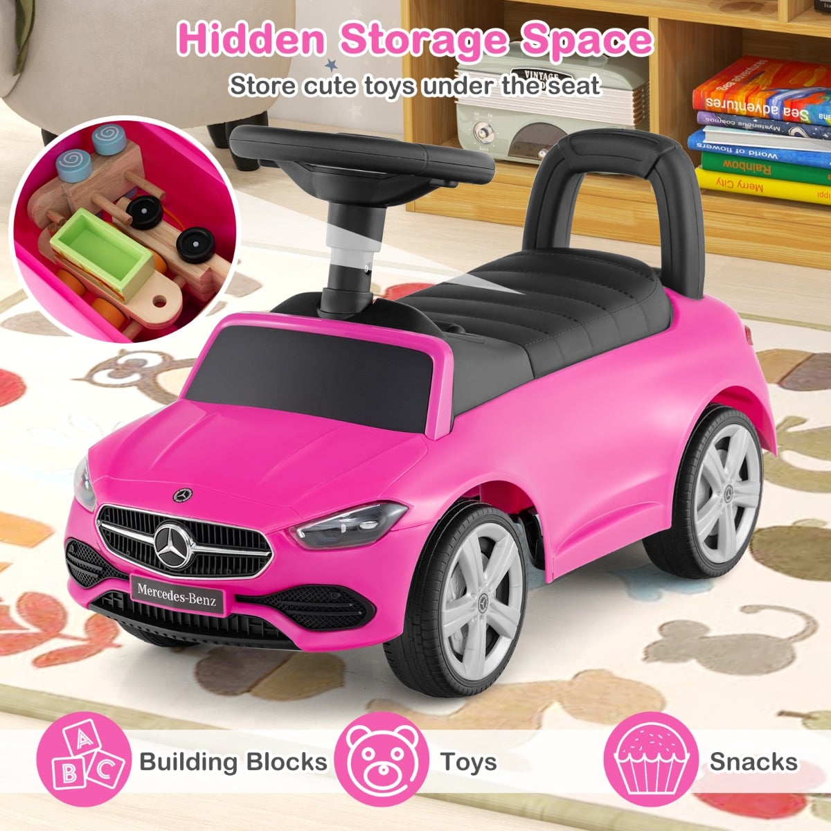 Ride on Sliding Car with Steering Wheel with Horn and Engine Sound-Pink