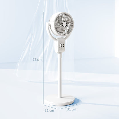 HOMCOM Pedestal Air Circulation Fan with Oscillating, White