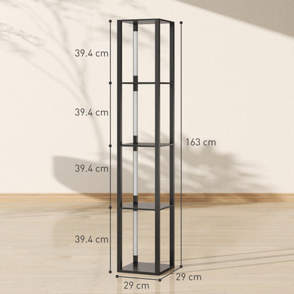 HOMCOM LED Floor Lamp with Shelves, Modern Dimmable Standing Lamp with 3 Brightness Levels and Foot Switch for Living Room, Bedroom, Office, Black