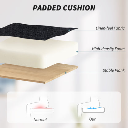 HOMCOM Linen-Look Double-Padded Office Chair - Black