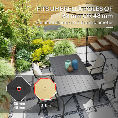 Outsunny Square Garden Parasol Base, Garden Umbrella Stand Heavy Duty Parasol Base, Filled Up to 25kg with Stand or 20kg with Water for for 38, 48 mm Poles, Black