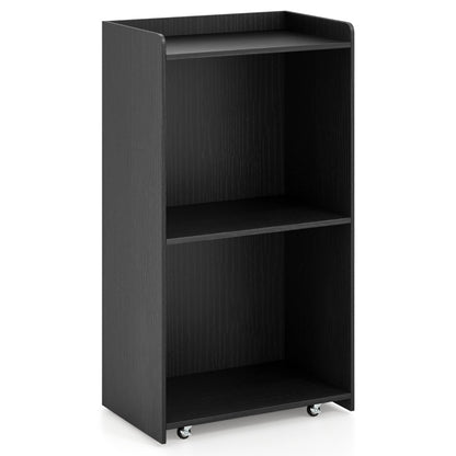 Rolling Lectern Stand with 2 Storage Shelves and 4 Universal Casters-Black