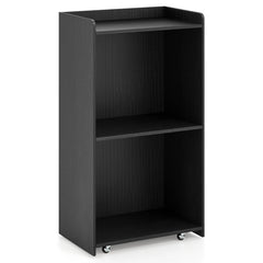 Rolling Lectern Stand with 2 Storage Shelves and 4 Universal Casters-Black