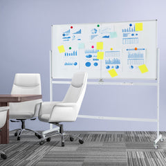 Rolling Whiteboard on Wheels with Stand and Aluminum Alloy Frame-White