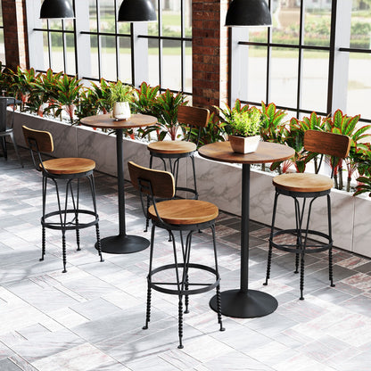 Round Top Pub and Bar Table with MDF Top and Base-2 Pieces-Rustic Brown