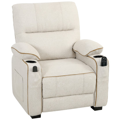 HOMCOM Electric Massage Recliner Armchair with Vibration, Heat, Whisper-Quiet Motor, Memory Function, Spring Pack, Beige