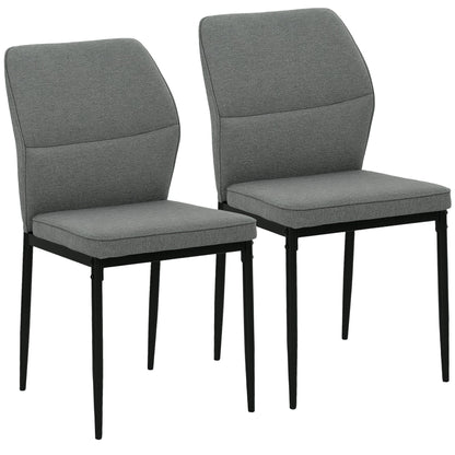HOMCOM Velvet Dining Chairs Set of 2, Modern Armless Upholstered Kitchen Chairs with Metal Legs, Curved Back and Padded Seat, for Dining Room, Bedroom, Living Room, Grey
