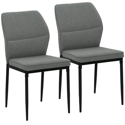 HOMCOM Velvet Dining Chairs Set of 2, Modern Armless Upholstered Kitchen Chairs with Metal Legs, Curved Back and Padded Seat, for Dining Room, Bedroom, Living Room, Grey