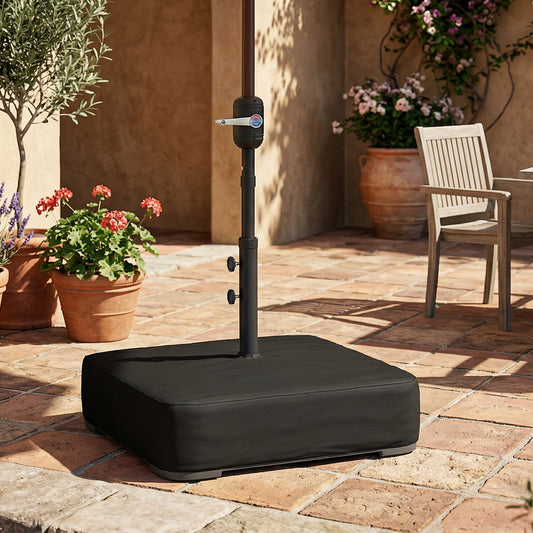 Outsunny Garden Parasol Base 80 kg Sand Filled Heavy Duty Stand for Cantilever Umbrellas and 48 mm Poles Black