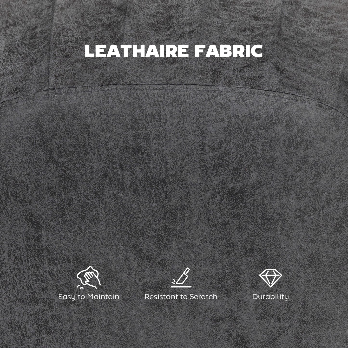 HOMCOM Set of 2 Leathaire Tub Bar Stools - Charcoal Grey