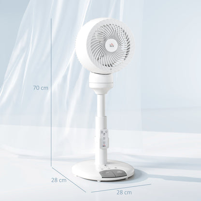 HOMCOM 9'' Air Circulator Fan 3 Speed 3 Mode, 70 degrees Oscillation 90 degrees Vertical Tilt, Remote Controller, for Living Room, Bedroom, Office, White