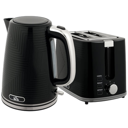 HOMCOM Modern Kettle and Toaster Set - Black