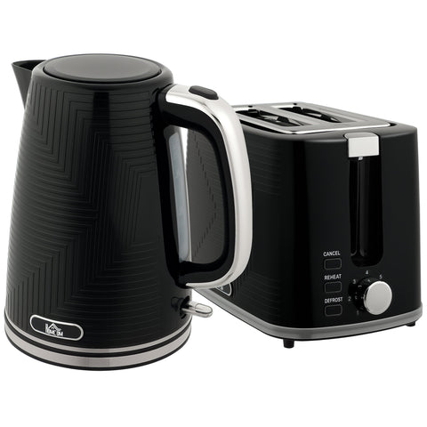 HOMCOM Modern Kettle and Toaster Set - Black