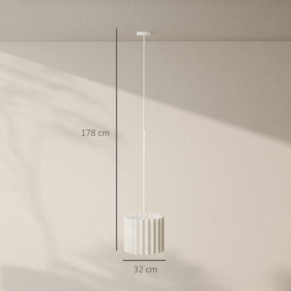 HOMCOM Linen Pendant Light, Bedside Ceiling Lamps with E27 Bulb, Modern Hanging Lights for Living Room, Bedroom, Kitchen, Hallway, White