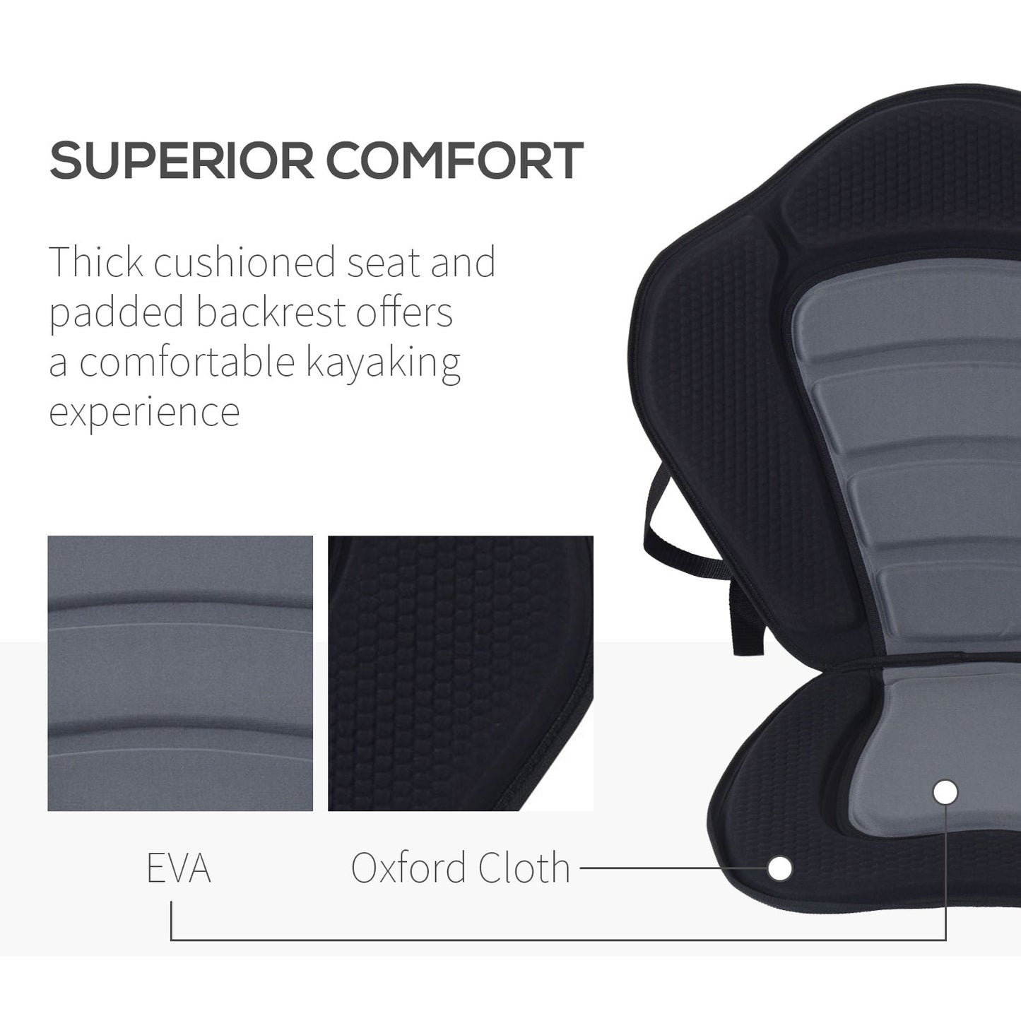 HOMCOM Deluxe Kayak Seat Sit On Top Padded Backrest Canoe Rafting Sports High Back Detachable