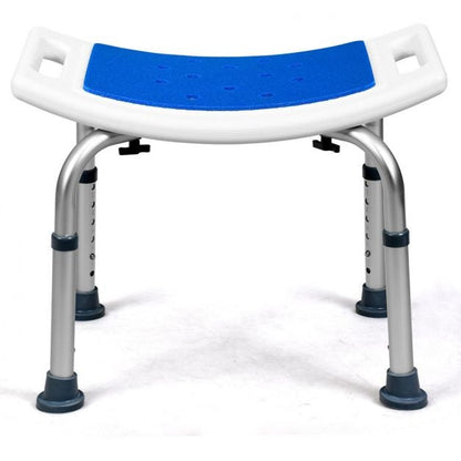 Shower Stool 6 Adjustable Heights Non-Slip Padded Blue Seat