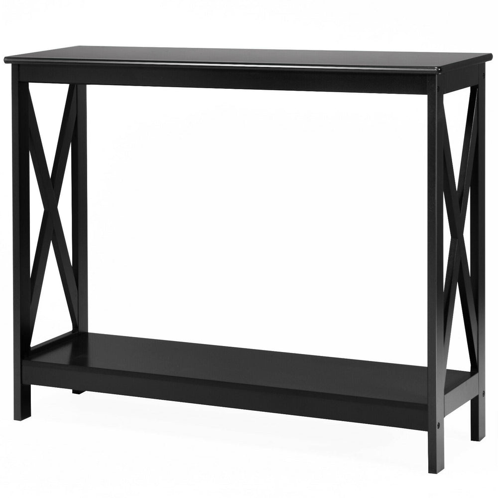 2 Tier Wooden Console Table-Black